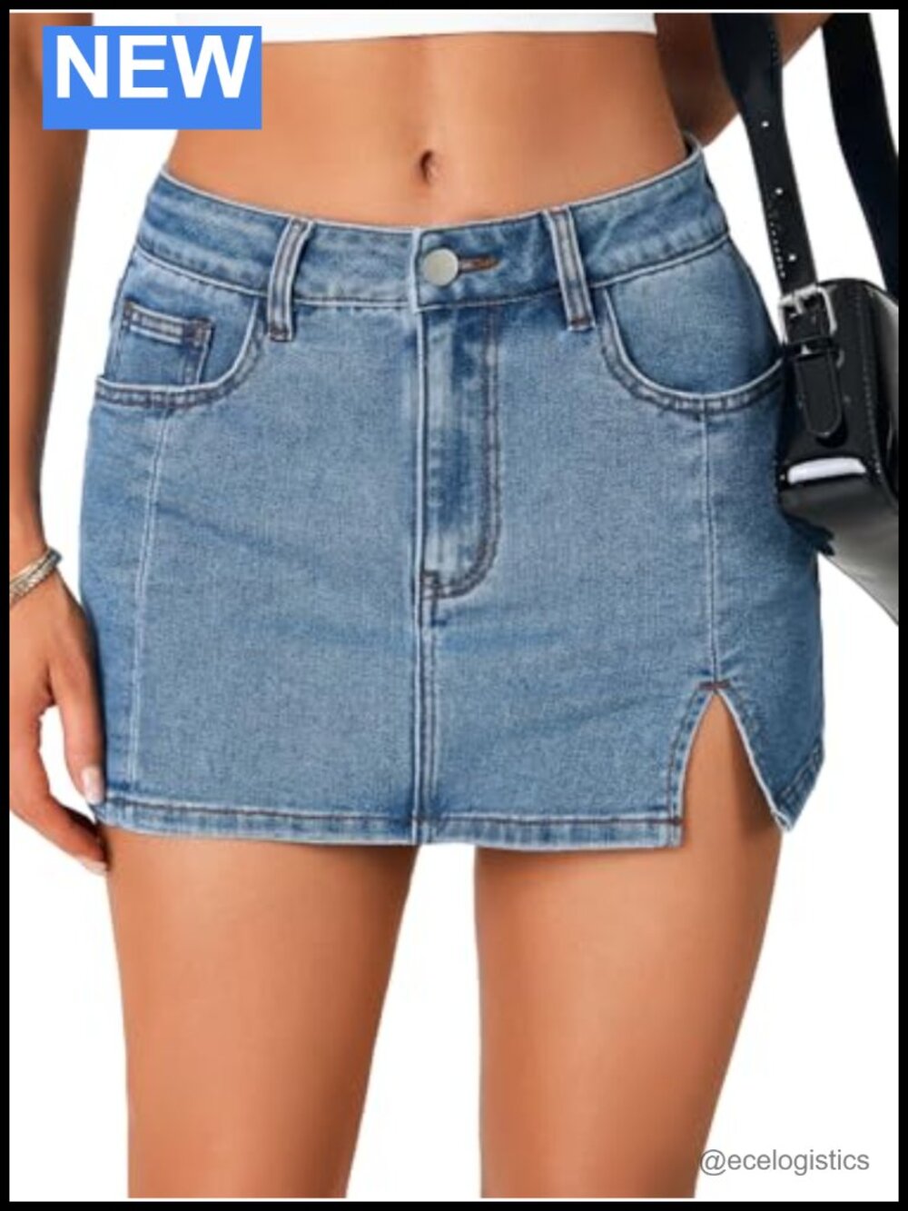 High Waist Mini Denim Jean Skort with Pockets